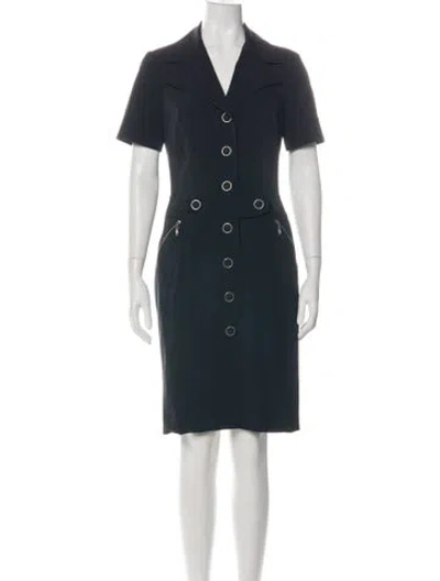Pre-owned Escada V-neck Knee-length Dress In Green