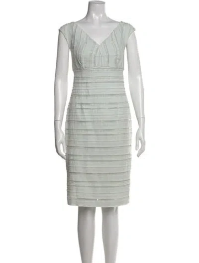 Pre-owned Escada V-neck Knee-length Dress In Green
