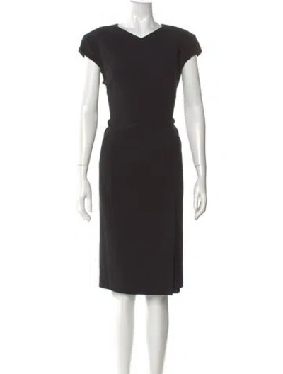 Pre-owned Escada V-neck Knee-length Dress In Multi