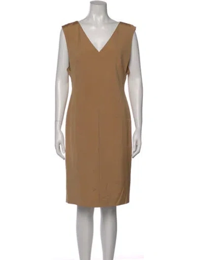 Pre-owned Escada V-neck Knee-length Dress In Neutral