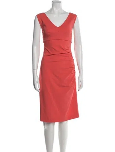 Pre-owned Escada V-neck Knee-length Dress In Orange