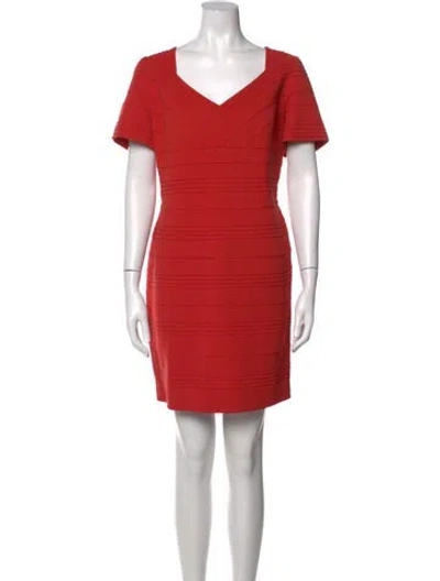Pre-owned Escada V-neck Knee-length Dress In Orange
