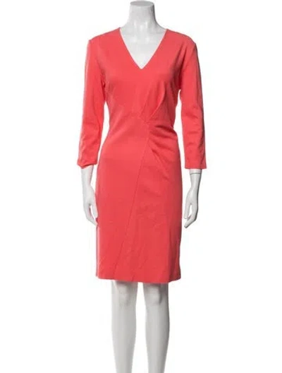 Pre-owned Escada V-neck Knee-length Dress In Pink