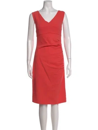 Pre-owned Escada V-neck Knee-length Dress In Pink