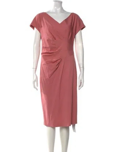 Pre-owned Escada V-neck Knee-length Dress In Pink