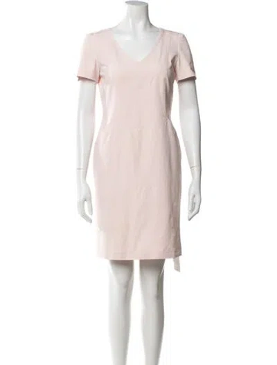 Pre-owned Escada V-neck Knee-length Dress In Pink