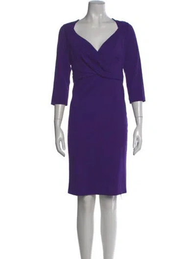 Pre-owned Escada V-neck Knee-length Dress In Purple