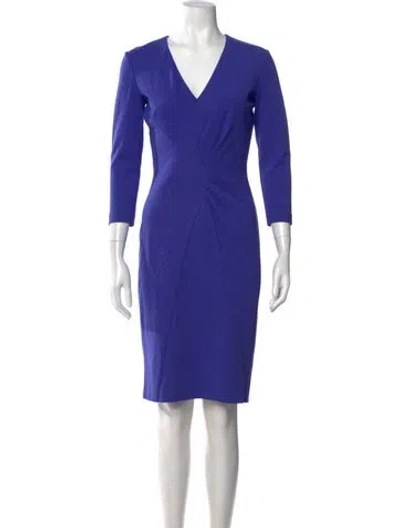 Pre-owned Escada V-neck Knee-length Dress In Purple