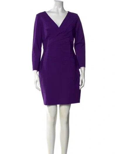 Pre-owned Escada V-neck Knee-length Dress In Purple