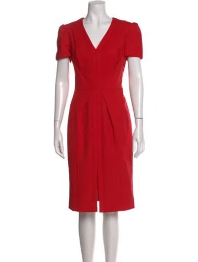 Pre-owned Escada V-neck Knee-length Dress In Red