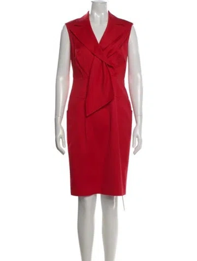 Pre-owned Escada V-neck Knee-length Dress In Red