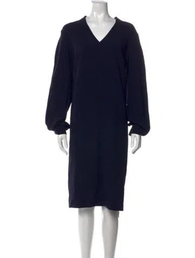 Pre-owned Escada V-neck Knee-length Dress W/ Tags In Blue