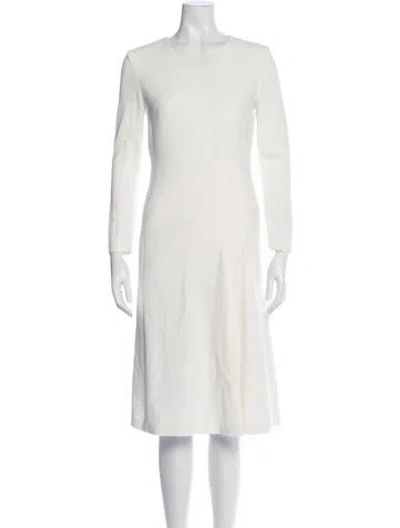 Pre-owned Escada V-neck Knee-length Dress In White