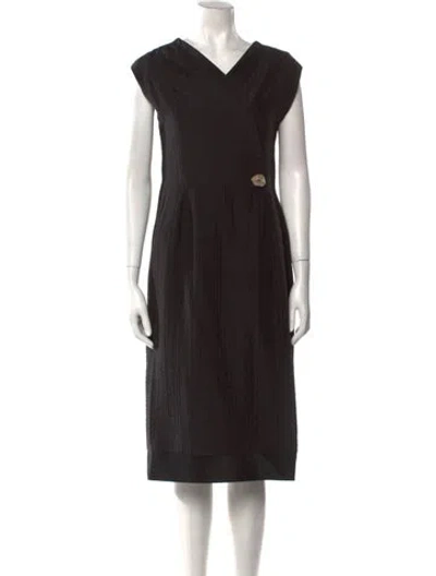 Pre-owned Escada V-neck Long Dress In Black