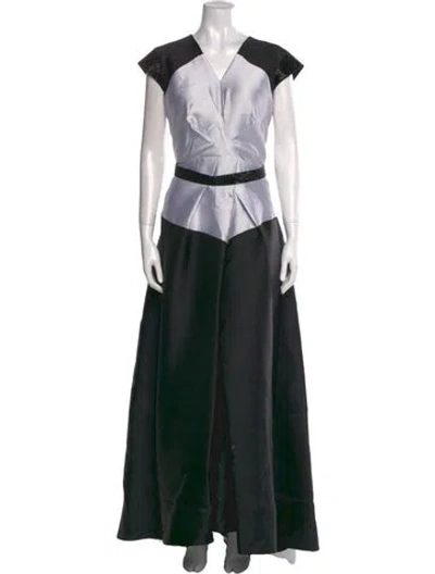 Pre-owned Escada V-neck Long Dress In Black