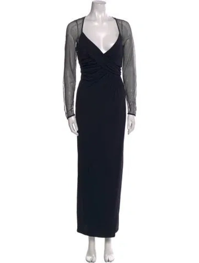 Pre-owned Escada V-neck Long Dress In Black