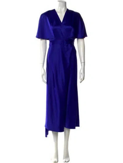 Pre-owned Escada V-neck Long Dress In Blue