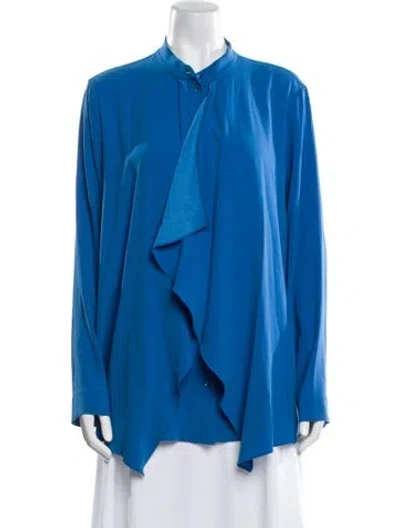 Pre-owned Escada V-neck Long Sleeve Blouse In Blue