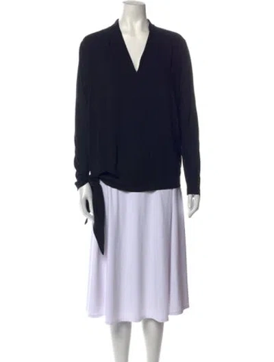 Pre-owned Escada V-neck Long Sleeve Blouse In Blue