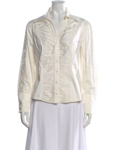 Pre-owned Escada V-neck Long Sleeve Blouse In Neutral