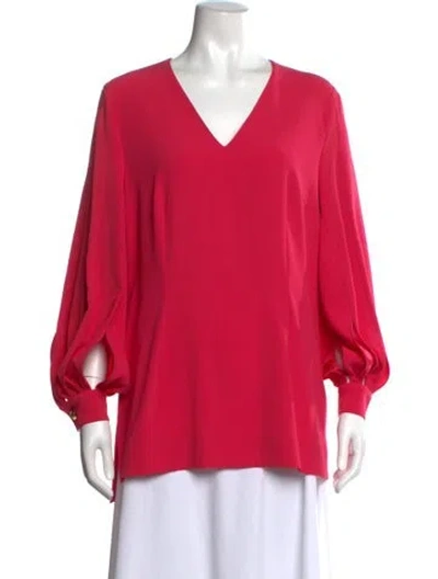 Pre-owned Escada V-neck Long Sleeve Blouse In Pink