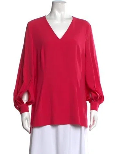 Pre-owned Escada V-neck Long Sleeve Blouse In Pink