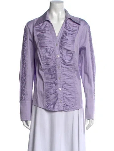Pre-owned Escada V-neck Long Sleeve Blouse In Purple