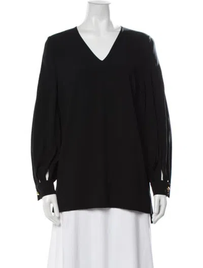Pre-owned Escada V-neck Long Sleeve Blouse W/ Tags In Black