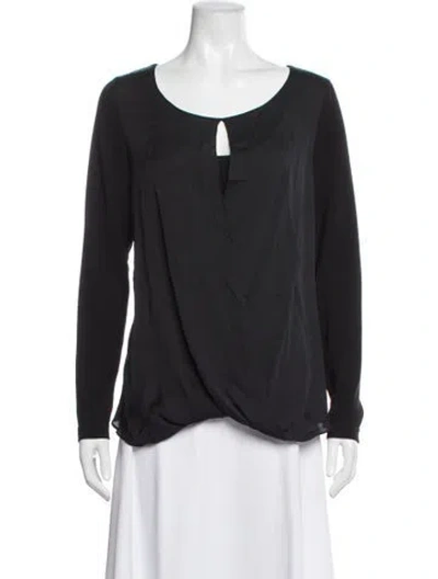 Pre-owned Escada V-neck Long Sleeve Blouse W/ Tags In Blue