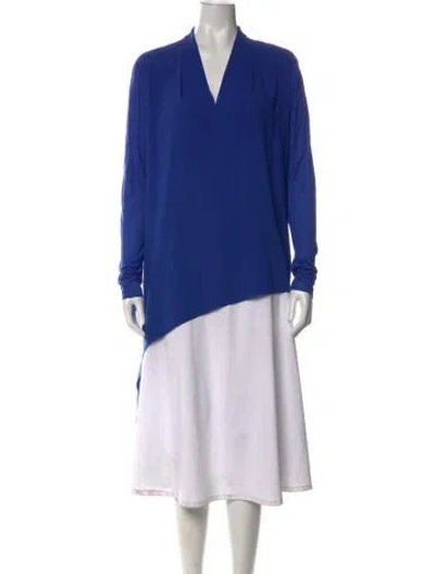 Pre-owned Escada V-neck Long Sleeve Top In Blue