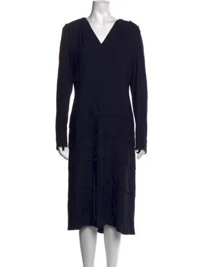 Pre-owned Escada V-neck Midi Length Dress In Black
