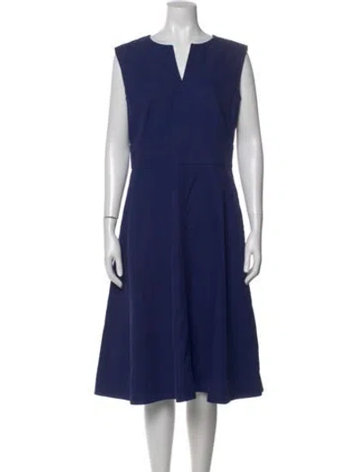Pre-owned Escada V-neck Midi Length Dress In Blue