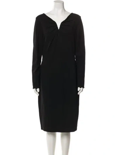 Pre-owned Escada V-neck Midi Length Dress In Blue