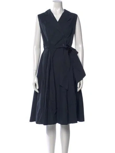 Pre-owned Escada V-neck Midi Length Dress In Blue