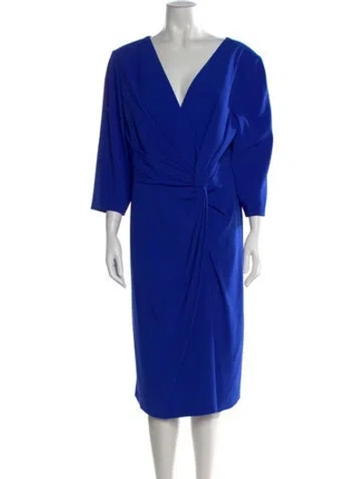 Pre-owned Escada V-neck Midi Length Dress In Blue