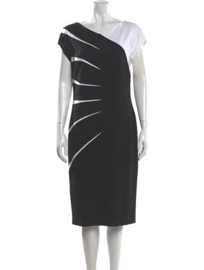 Pre-owned Escada V-neck Midi Length Dress In Gray