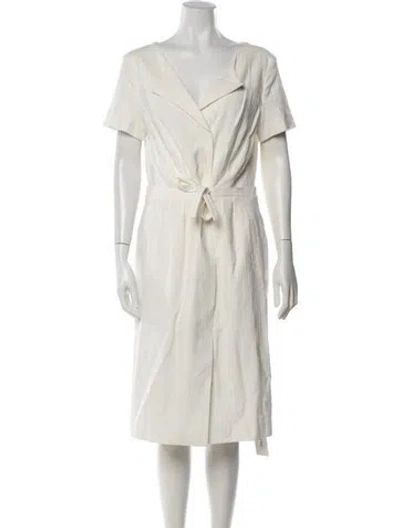 Pre-owned Escada V-neck Midi Length Dress In Neutrals
