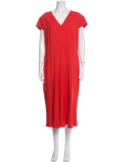 Pre-owned Escada V-neck Midi Length Dress In Orange
