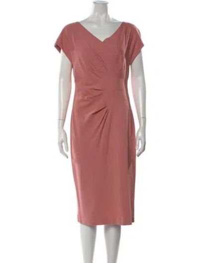Pre-owned Escada V-neck Midi Length Dress In Pink