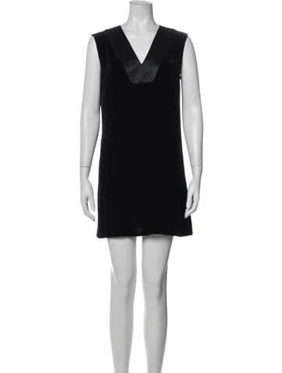 Pre-owned Escada V-neck Mini Dress In Black