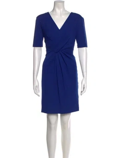Pre-owned Escada V-neck Mini Dress In Blue