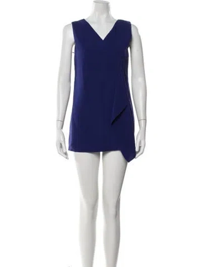 Pre-owned Escada V-neck Mini Dress In Blue