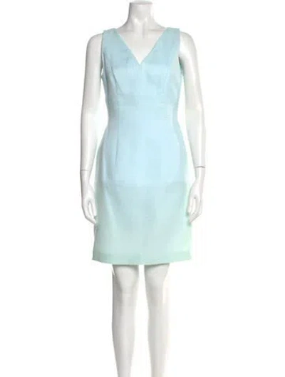Pre-owned Escada V-neck Mini Dress In Blue