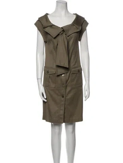 Pre-owned Escada V-neck Mini Dress In Green