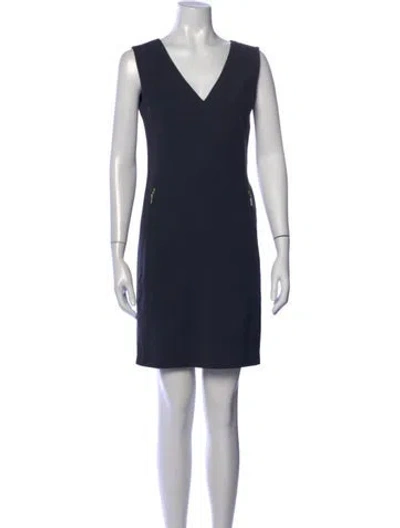 Pre-owned Escada V-neck Mini Dress In Grey