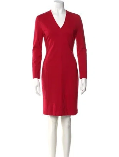 Pre-owned Escada V-neck Mini Dress In Red