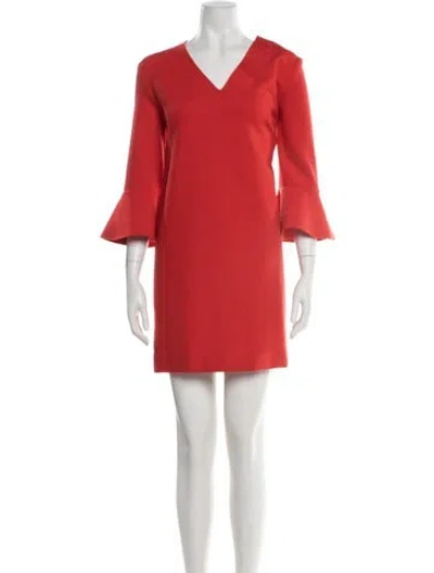 Pre-owned Escada V-neck Mini Dress In Red
