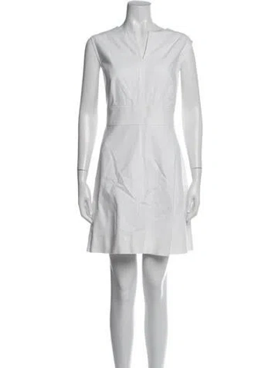 Pre-owned Escada V-neck Mini Dress In White