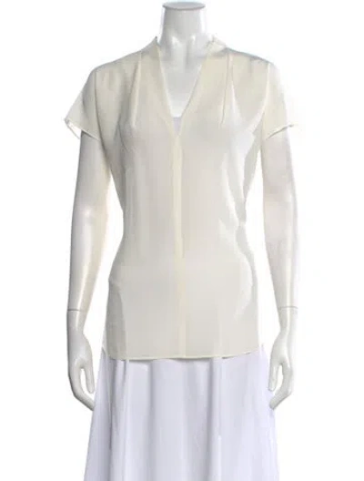 Pre-owned Escada V-neck Short Sleeve Blouse In Neutral