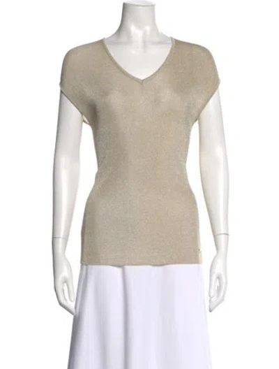 Pre-owned Escada V-neck Short Sleeve Top